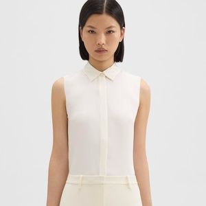 Theory Sleeveless Silk Button-down